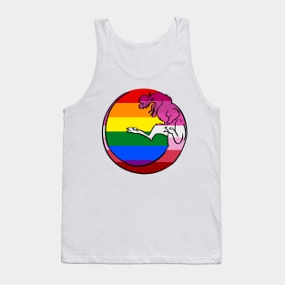 Gay / Lesbian Pride Dilophosaurus Black Outline Tank Top